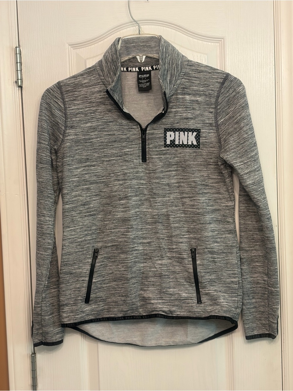 PINK Victoria’s Secret Heather Grey Quarter-Zip Pullover With Pockets Size S